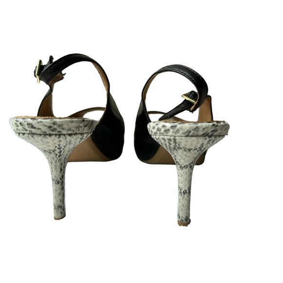 Calvin Klein Giny Black Snakeskin Peep Toe Slingback Heels - Picture 5 of 12
